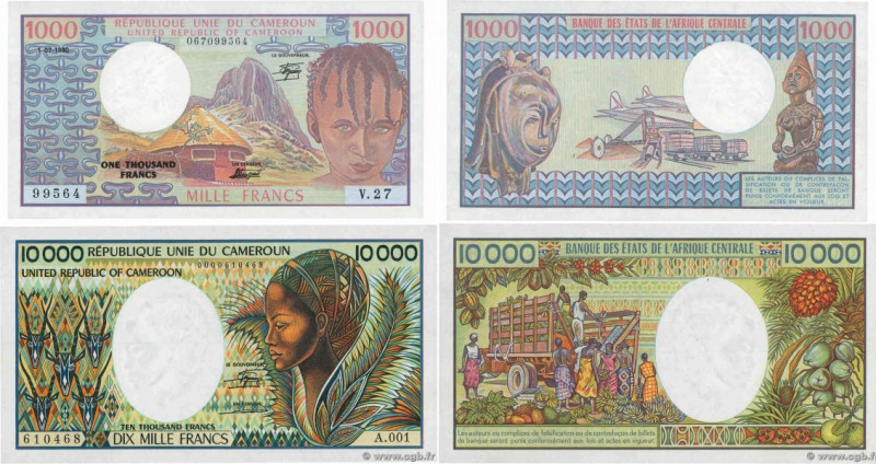 Country : CAMEROON 
Face Value : 1000 et 10000 Francs Lot 
Date : 1980-1981 
Per...