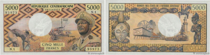 Country : CENTRAL AFRICAN REPUBLIC 
Face Value : 5000 Francs  
Date : (1974) 
Pe...