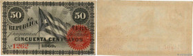 Country : CUBA 
Face Value : 50 Centavos  
Date : 1869 
Period/Province/Bank : La Republica de Cuba 
Catalogue reference : P.54 
Alphabet - signatures...
