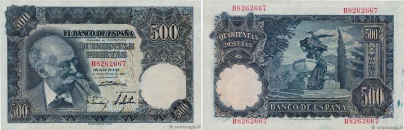 Country : SPAIN 
Face Value : 500 Pesetas  
Date : 15 novembre 1951 
Period/Prov...