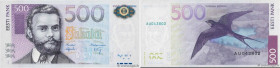 Country : ESTONIA 
Face Value : 500 Krooni  
Date : 2000 
Period/Province/Bank : Bank of Estonia 
Catalogue reference : P.83a 
Alphabet - signatures -...