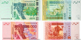Country : WEST AFRICAN STATES 
Face Value : 1000 et 5000 Francs Spécimen 
Date : 2003 
Period/Province/Bank : B.C.E.A.O. 
Department : Côte d'Ivoire 
...
