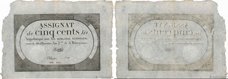Country : FRANCE 
Face Value : 500 Livres  
Date : 08 février 1794 
Period/Provi...