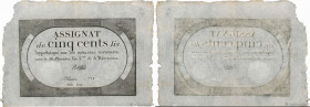 Country : FRANCE 
Face Value : 500 Livres  
Date : 08 février 1794 
Period/Province/Bank : Assignats 
Catalogue reference : Ass.47a 
Additional refere...