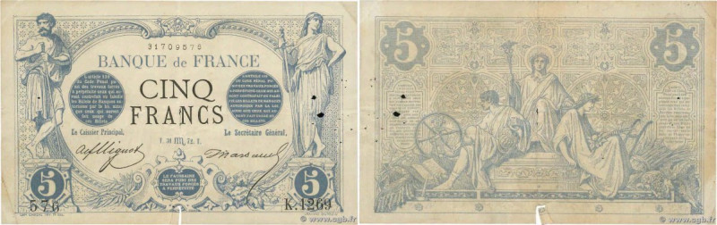 Country : FRANCE 
Face Value : 5 Francs NOIR  
Date : 31 octobre 1872 
Period/Pr...