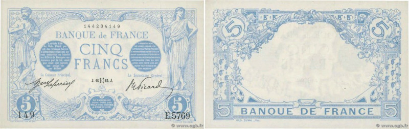 Country : FRANCE 
Face Value : 5 Francs BLEU  
Date : 18 mai 1915 
Period/Provin...