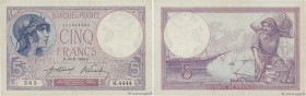 Country : FRANCE 
Face Value : 5 Francs VIOLET  
Date : 13 novembre 1918 
Period/Province/Bank : Banque de France, XXe siècle 
Catalogue reference : F...