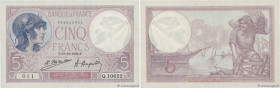 Country : FRANCE 
Face Value : 5 Francs VIOLET  
Date : 31 octobre 1922 
Period/Province/Bank : Banque de France, XXe siècle 
Catalogue reference : F....