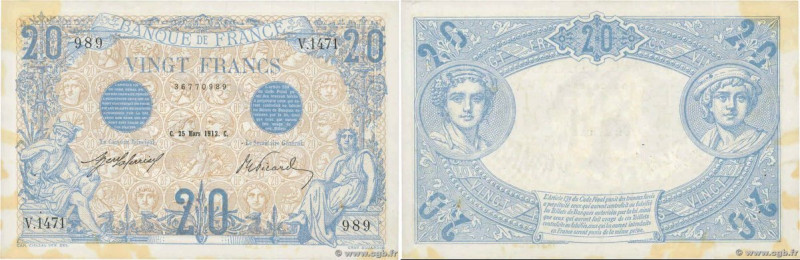 Country : FRANCE 
Face Value : 20 Francs BLEU  
Date : 25 mars 1912 
Period/Prov...