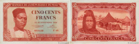 Country : MALI 
Face Value : 500 Francs  
Date : 22 septembre 1960 
Period/Province/Bank : Banque de la République du Mali 
Catalogue reference : P.3 ...
