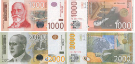 Country : SERBIA 
Face Value : 1000 et 2000 Dinara Lot 
Date : 2011 
Period/Province/Bank : Narodna Banka Srbije 
Catalogue reference : P.60a et P.61a...