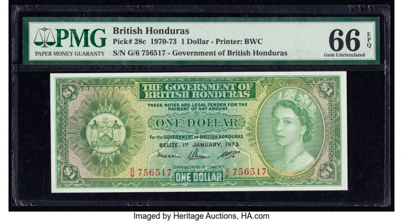 British Honduras Government of British Honduras 1 Dollar 1.1.1973 Pick 28c PMG G...