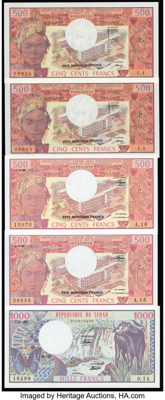 Cameroon and Chad Group Lot of 5 Examples Crisp Uncirculated. 

HID09801242017

...