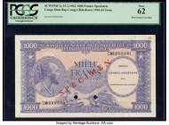 Congo Democratic Republic Conseil Monetaire de la Republique du Congo 1000 Francs ND (1962-63) Pick 2s Specimen PCGS New 62. Red Specimen overprints a...