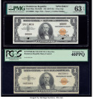 Dominican Republic Banco Central de la Republica Dominicana 1 Peso Oro ND (1947-54); ND (1947-55) Pick 60as; 60a Two Examples Specimen/Issued PMG Choi...