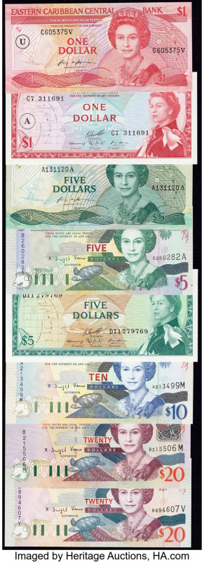 East Caribbean States Group of 8 Examples Crisp Uncirculated (7); About Uncircul...