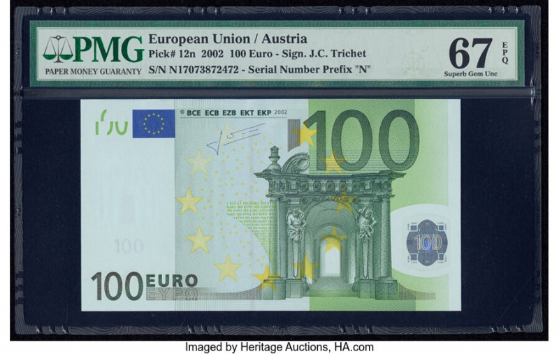 European Union Central Bank, Austria 100 Euro 2002 Pick 12n PMG Superb Gem Unc 6...