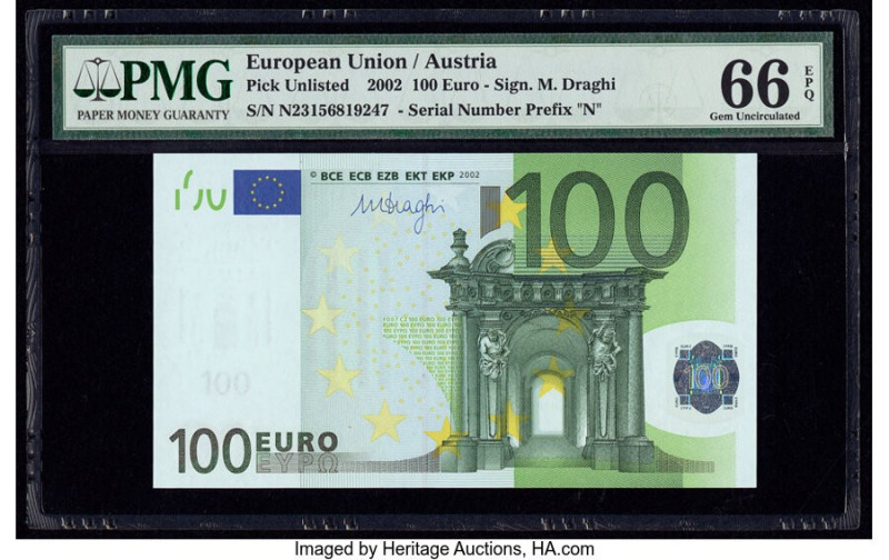 European Union Central Bank, Austria 100 Euro 2002 Pick 18n PMG Gem Uncirculated...