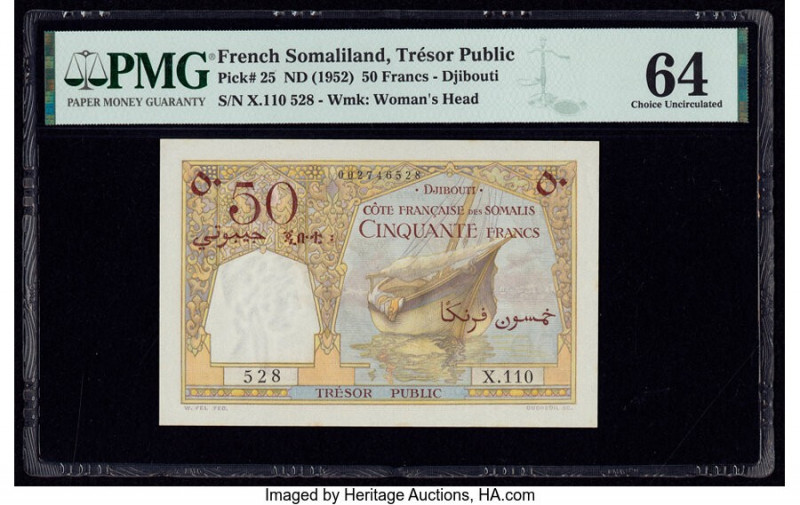 French Somaliland Tresor Public, Cote Francaise des Somalis 50 Francs ND (1952) ...