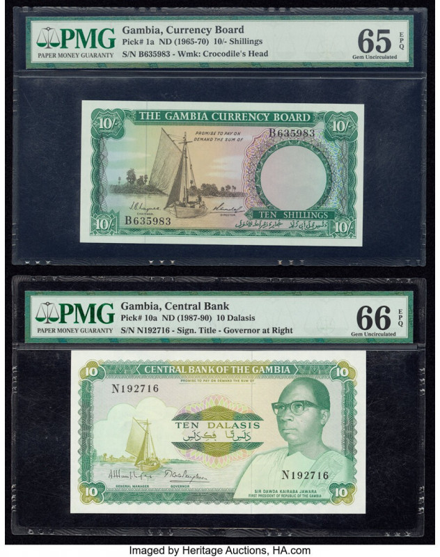 Gambia The Gambia Currency Board 10 Shillings; 10 Dalasis ND (1965-70); ND (1987...