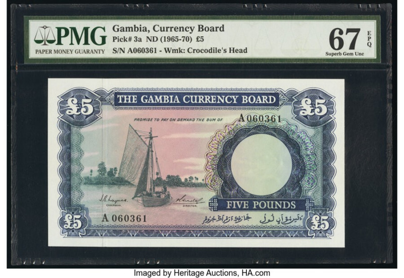 Gambia The Gambia Currency Board 5 Pounds ND (1965-70) Pick 3a PMG Superb Gem Un...