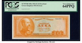 Greece Bank of Greece 10 Drachmai 1954 Pick 189a PCGS Very Choice New 64PPQ. 

HID09801242017

© 2020 Heritage Auctions | All Rights Reserved