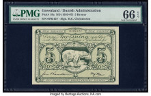 Greenland Danish Administration 5 Kroner ND (1953-67) Pick 18a PMG Gem Uncirculated 66 EPQ. 

HID09801242017

© 2020 Heritage Auctions | All Rights Re...