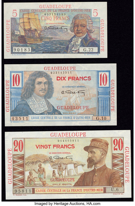 Guadeloupe Group Lot of 3 Examples About Uncirculated-Crisp Uncirculated. 

HID0...