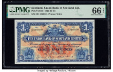 Scotland Union Bank of Scotland Ltd. 1 Pound 31.3.1936 Pick S815b PMG Gem Uncirculated 66 EPQ. 

HID09801242017

© 2020 Heritage Auctions | All Rights...