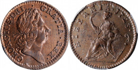 1723 Wood's Hibernia Halfpenny. Martin 4.74-Gb.9, W-13120. Rarity-4. MS-64 RB (PCGS).

121.4 grains. A marvelous piece, essentially full mint red on t...