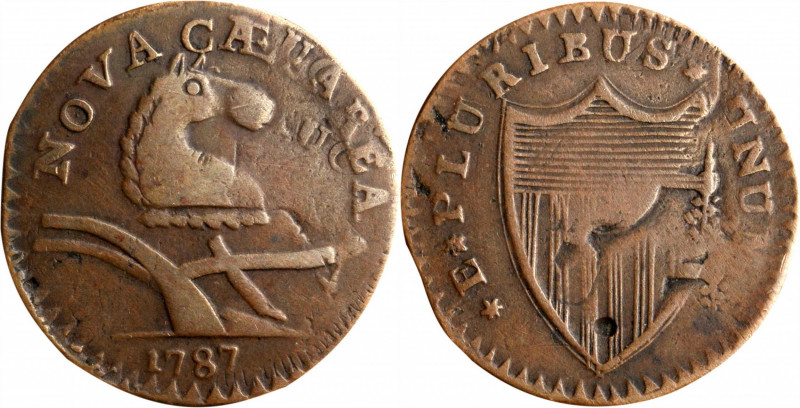 1787 New Jersey Copper. Maris 56-n, W-5310. Rarity-1. Camel Head--Overstruck on ...