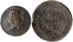 1793 Liberty Cap Half Cent. Head Left. C-4. Rarity-3. Good-4 (PCGS).

A charming lower grade example of this scarce and desirable first-year half cent...