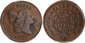 1795 Liberty Cap Half Cent. C-1. Rarity-2. Lettered Edge, With Pole. VF-25 (PCGS).

Really a lovely example of both the type and variety at the VF gra...