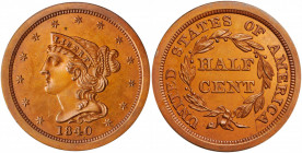 1840 Braided Hair Half Cent. Original. B-1a. Rarity-6. Large Berries. Proof. Unc Details--Altered Surfaces (PCGS).

Both sides of this example display...