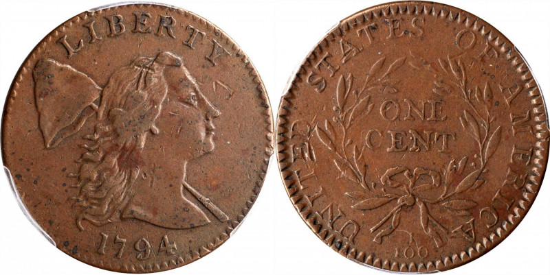 1794 Liberty Cap Cent. S-21. Rarity-3. Head of 1794. EF-40 (PCGS).

Warmly toned...