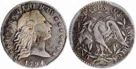 1794 Flowing Hair Half Dime. LM-4. Rarity-4. Fine Details--Plugged (PCGS).

Scarcer than the 1795, the 1794 is also desirable to collectors as the fir...