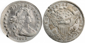 1801 Draped Bust Half Dime. LM-2. Rarity-4. AU Details--Graffiti (PCGS).

This bright silver example has nearly full luster with some faint pin scratc...