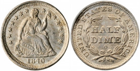 1840-O Liberty Seated Half Dime. Drapery. AU Details--Cleaned (PCGS).

Fully brilliant and pearly with a faint golden shimmer across the surfaces that...