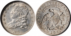 1834 Capped Bust Dime. JR-2. Rarity-3. Large 4. MS-65 (NGC).

A bright, brilliant Gem with flashy satin luster throughout. Both sides are smartly impr...