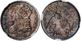 1837 Capped Bust Dime. JR-4. Rarity-1. MS-65+ (NGC).

This satiny, smooth and handsomely toned coin will appeal to type collectors and early dime spec...