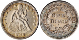 1849-O Liberty Seated Dime. Fortin-104a. Rarity-5. Repunched Date, Small O. Unc Details--Cleaned (PCGS).

Even though it has been cleaned and now has ...