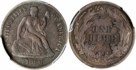 1860-O Liberty Seated Dime. Fortin-101, the only known dies. Rarity-6-. EF Details--Environmental Damage (PCGS).

The first of only two New Orleans Mi...