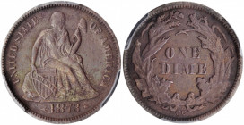 1873-CC Liberty Seated Dime. Arrows. Fortin-101, the only known dies. Rarity-6-. AU Details--Excessive Corrosion (PCGS).

A boldly defined, more affor...