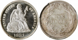 1881 Liberty Seated Dime. Proof-67 (PCGS). CAC.

A splendid specimen presenting a fully brilliant, snow-white obverse combined with a deeply toned rev...