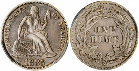 1885-S Liberty Seated Dime. Fortin-101, the only known dies. Rarity-5. EF-45 (PCGS).

With warm dove-gray patina with a tinge of olive, this is an att...