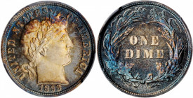 1893 Barber Dime. Proof-68 (PCGS). CAC.

Bathed in rich cobalt-blue patina, the obverse contrasts with a near brilliant center. Shimmering surfaces ar...