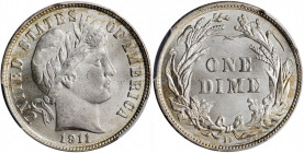 1911-D Barber Dime. MS-67 (PCGS).

Essentially brilliant frosty-white surfaces exhibit billowy mint luster and razor sharp striking detail throughout....