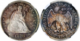 1878 Twenty-Cent Piece. Proof-64 (NGC).

Beautifully toned in iridescent reddish-gray, champagne-apricot and steel-blue, sharp design elements and a m...