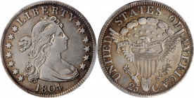 1804 Draped Bust Quarter. B-1. Rarity-3. VF Details--Repaired (PCGS).

Presenting uncommonly well for the assigned grade, this otherwise silver-gray e...