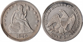 1849-O Liberty Seated Quarter. Briggs 1-A, the only known dies. VF Details--Cleaned (PCGS).

With an unknown, although presumably limited mintage that...